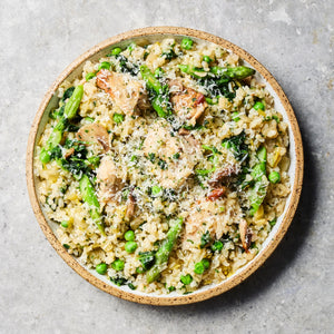Chicken, Pea + Asparagus Risotto (Mediterranean)