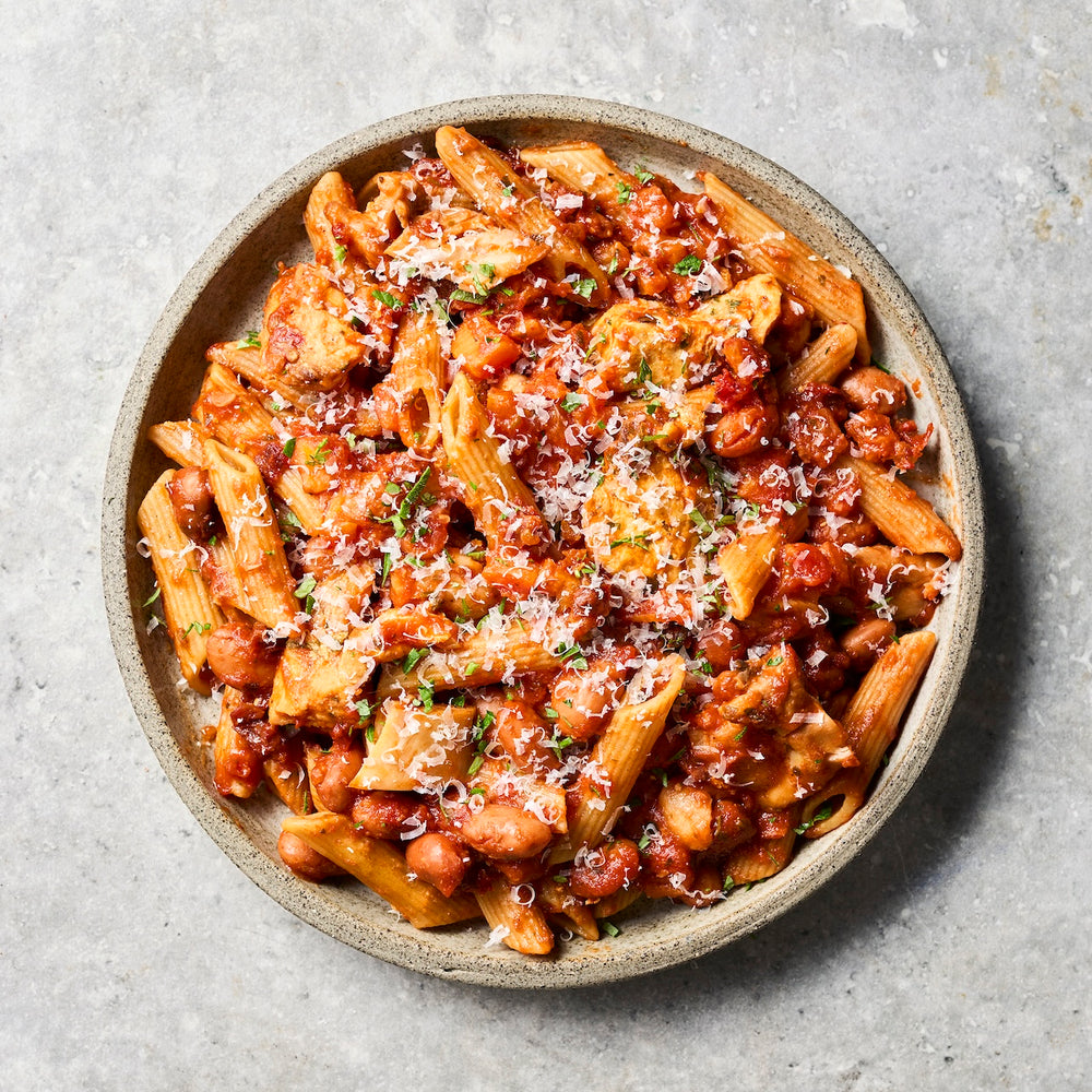 Chicken, Tomato + Borlotti Bean Pasta Bowl (Mediterranean)