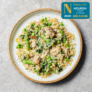 Chicken, Pea + Asparagus Risotto (Mediterranean)