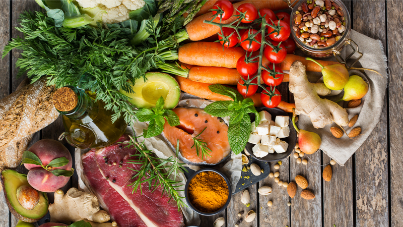 spread of colourful food